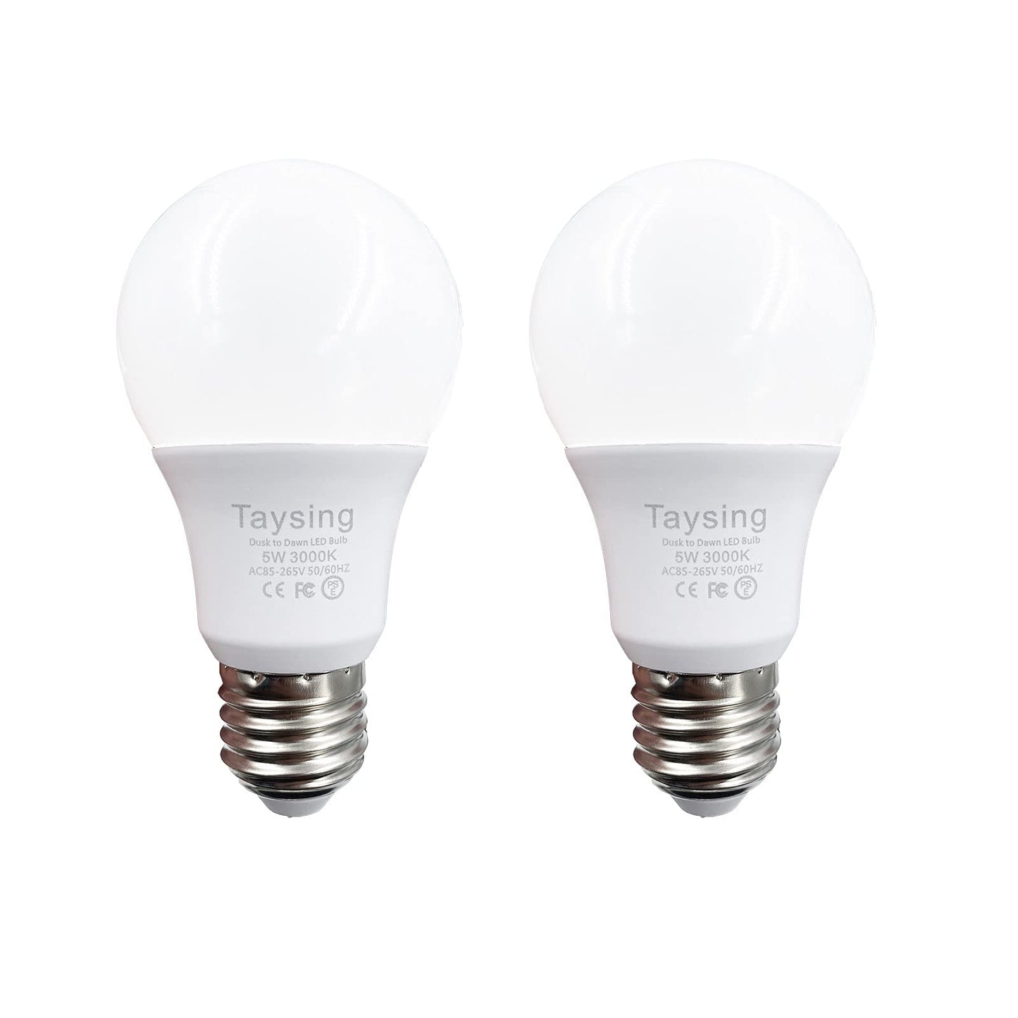 Taysing Smart LED Light Bulbs 40W Equivalent, Dusk to Dawn, 500lm, Daylight White, E26, 2 Pack