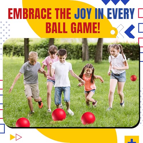 PlayBolt Playground Ball - 8.5 Inch Red Rubber Kickball Bouncy Inflatable Balls for Kids & Adults w/Hand Pump, Indoor & Ou...