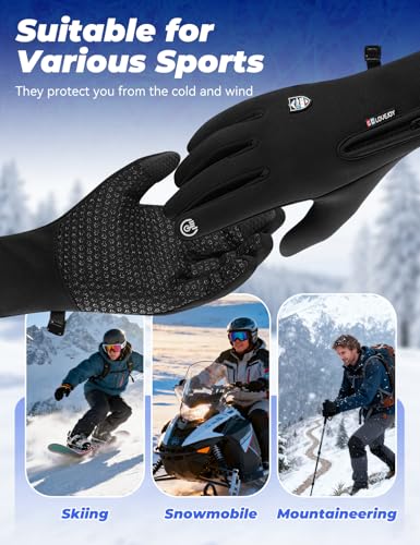 Boolex Winter Gloves, Sport Glove with Touchscreen Fingers, Waterproof, Windproof, Anti-Slip for Women & Men