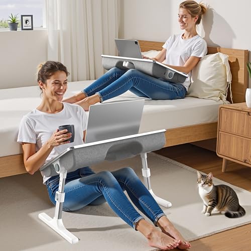 FoldWise 2-in-1 Lap & Bed Desk with Soft Cushions - Adjustable Height & Angle, Foldable Laptop Stand for Bed & Couch - Wri...