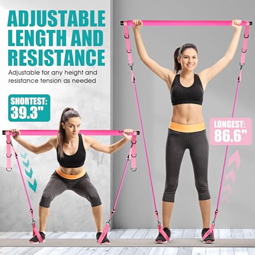 Ayombo Pilates Bar Kit with Resistance Bands, Pilates Workout Equipment for Legs, Hip, Waist, Arm, Squats Exercise Equipme...