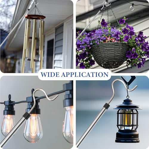 Greeily Clothes Hook Pole, Clothes Hanger Reaching Hook for Hanging Clothes Light and Plants Extendable from 35" to 50" Ma...