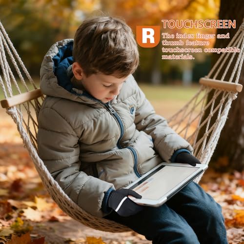 Rioomui Warm Kids Winter Gloves - Anti-Slip Gloves for Cold Weather with Touchscreen & Reflective Stripes - for Outdoor Hi...