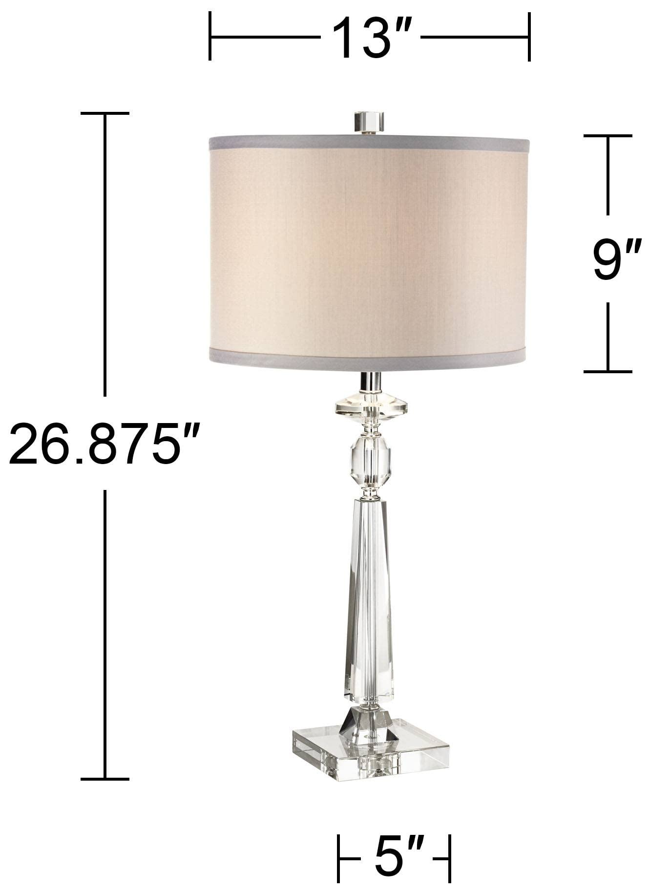 Vienna Full Spectrum 27 Tall Table Lamps Set Of 2, Gray Drum Shade, Crystal, Model 40A06, Ideal For Living Room, Bedroom, Office