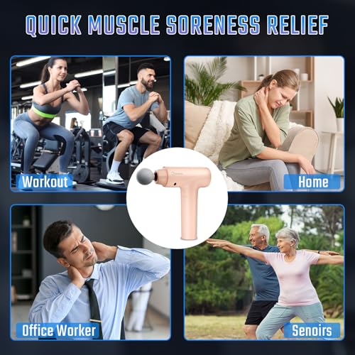 cotsoco Massage Gun Deep Tissue, Muscle Massage Gun with 9 Attachment Heads 20 Speeds & Silent Brushless Motor for Pain Re...