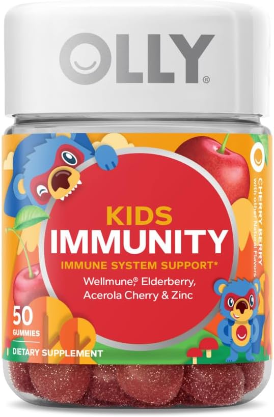 OLLY Kids Immunity Gummy, Immune Support, 50 Count Daily Energy Gummy, Vitamin B12, CoQ10, 60 Count