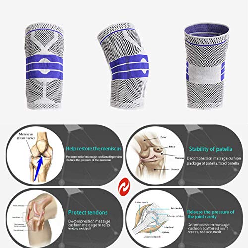 EOYEA Knee Brace Compression Sleeve for Knee Pain Wraps Patella Stabilizer with Silicone Gel Spring Support, Hinged Kneepa...