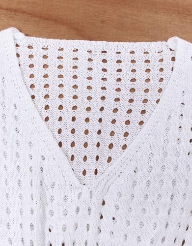 Allifewithu Women's Summer Sleeveless Cover Ups Waist Tie Mini Dress V Neck Swimsuit Crochet Cover Up