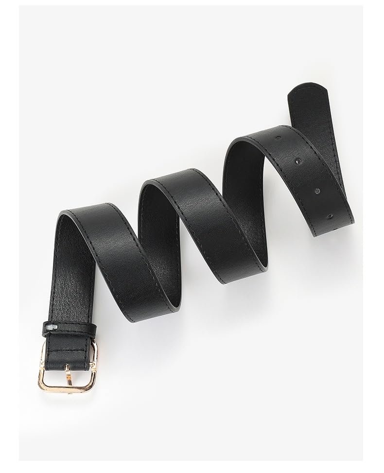 CT COTIM COYIN Women's PU Leather Belt with Square Crystal Diamond Buckle, Black