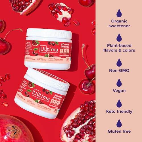 Ultima Replenisher Daily Electrolyte Powder Drink Mix – Sugar Free – Cherry Pomegranate, 30 Servings – Hydration Powder wi...