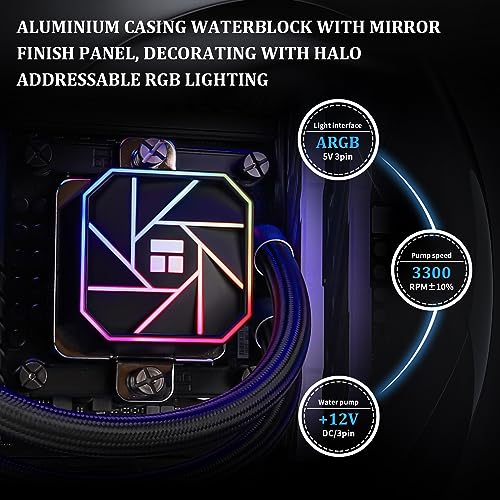 Thermalright Aqua Elite 360 V3 Water Cooling CPU Cooler, 3 PWM ARGB Fans with S-FDB Bearings,Efficient PWM Controlled Pum...