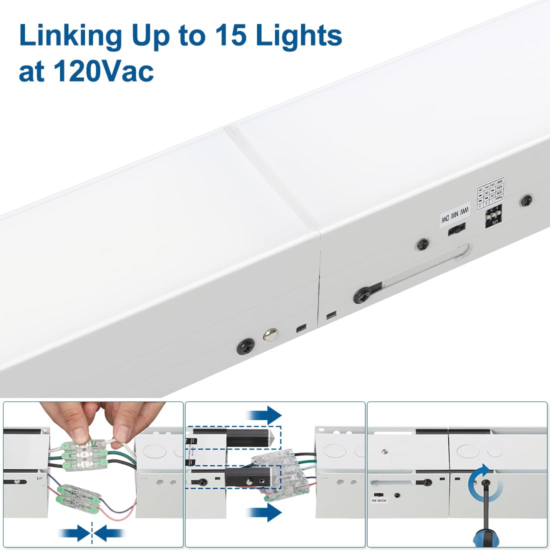 Dakason 4Ft Linkable Led Linear Light  50W/40W/30W  3000K/4000K/5000K Cct Selectable  Commercial Linear Lighting Fixture For Office  Dimmable Suspended/Flush Mount Light  White 1 Pack