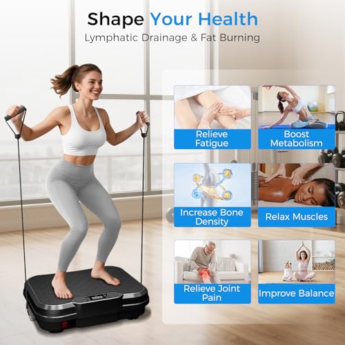 AoraPulse Vibration Plate Exercise Machine, Vibration Plate for Lymphatic Drainage Weight Loss, 400 Lbs Capacity Full Body...