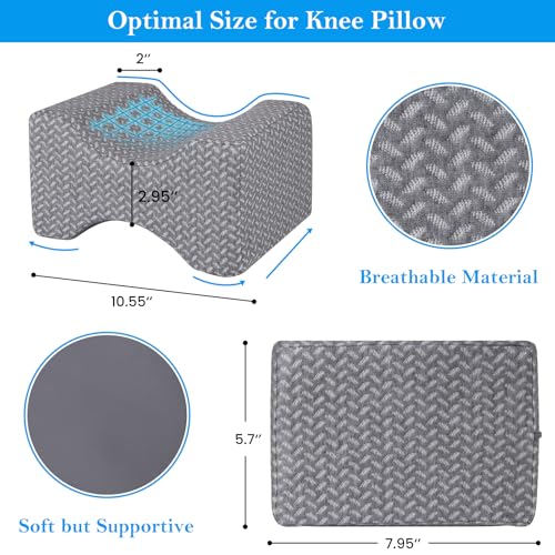 BlissTrends Memory Foam Knee Pillow, Knee Pillow for Side Sleepers, Leg Pillows for Sleeping Blood Circulation, Elevation ...