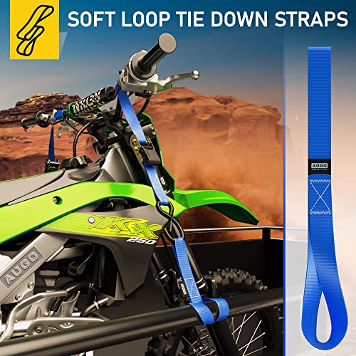 Soft Loop Tie Down Straps - 1,500 Load Capacity & 4,500 Lbs Breaking Strength - 6 Pack - Loops for Securing ATV, UTV, Moto...