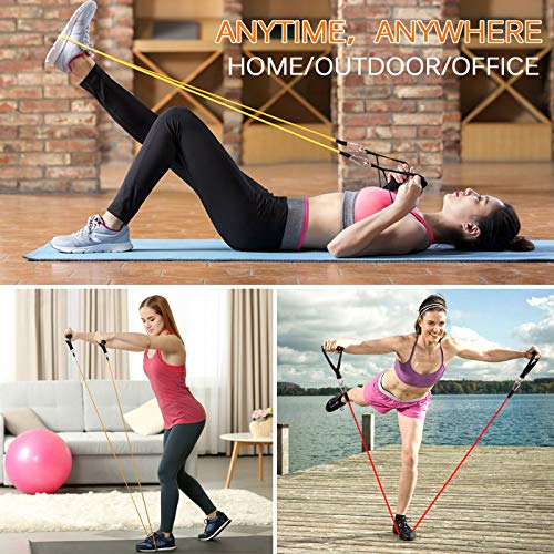 Resistance Bands Set, Workout Bands with Handles, Door Anchor, Ankle Straps and Carry Bag, Exercise Bands for Shape Body a...