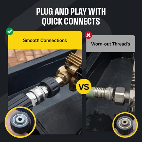 Active M22-14mm Pressure Washer Quick Connect Kit, 304 Stainless Steel M22-14mm to 3/8" Male to Female Quick Disconnect Ki...