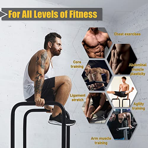 POWER GUIDANCE Dip Bar, Dip Stand Station for Full Body Strength Training, Adjustable Height 30Inches - 38.6Inched, 3 Colo...