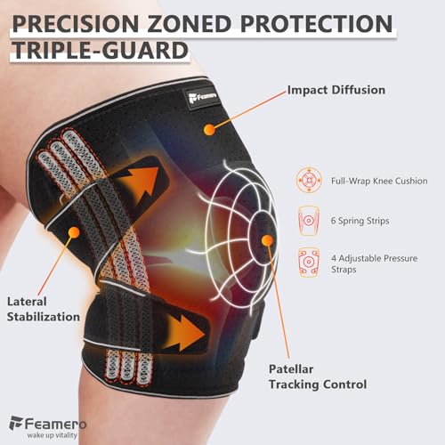 Feamero Plus Size Knee Brace for Women and Men, Innovative Cross-Pressure Adjustable Knee Support with Side Stabilizers fo...