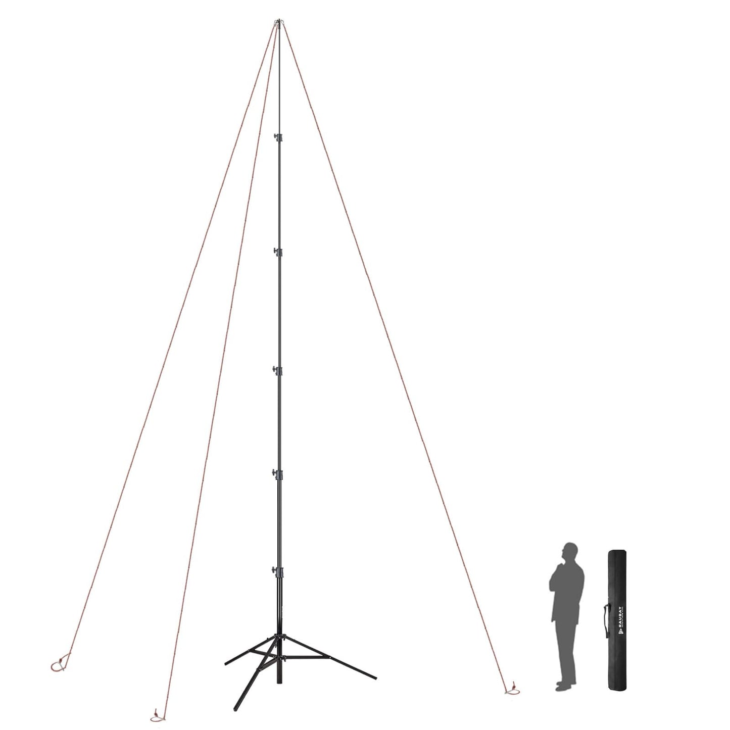 RAUBAY 24' Tall Tripod Stand, Extreme Tall Heavy Duty Sports Camera Video Tripod, Spring Telescoping Aluminium Alloy Large Light Stand with 1/4"& 3/8" Screw, Professional Sky High Tripod for Outside…