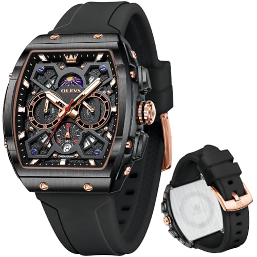 OLEVS Mens Watches Stylish Chronograph Waterproof Luminous Silicon Strap Multifunction Watches for Men Business White Men ...