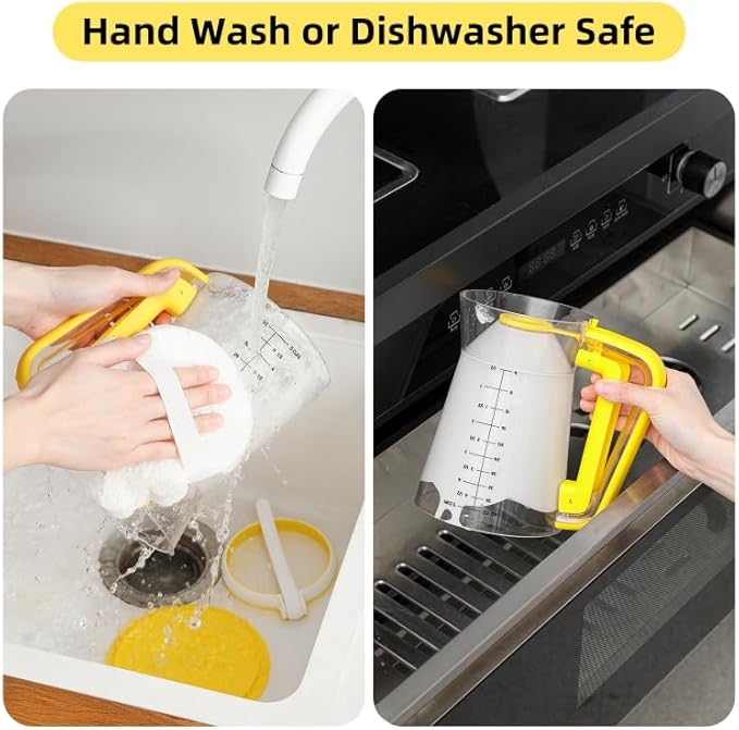 Pancake Batter Dispenser 5-Cup, Batter Pourer for Maker Pancakes, Waffles, Crepes, Muffins, Cupcakes, Easy Squeeze Grip Handle with Proof Nozzle, Precise Baking Tools