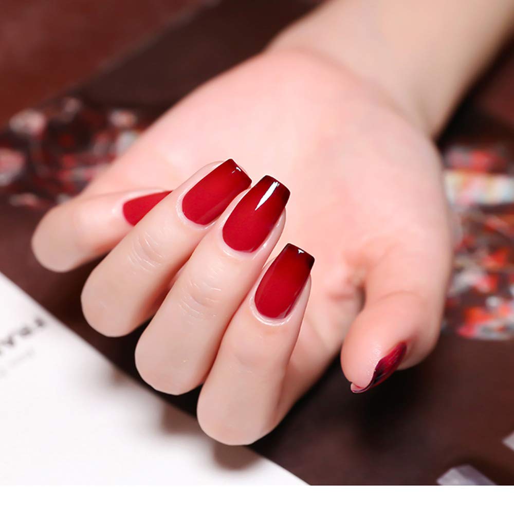 Omainy Gel Nail Polish Set -Color Changing Gel Nail Polish Set Red Grey Black Purple Blue Pink Red Lavender Blue Color Changing