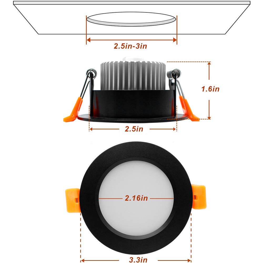 Ygs-Tech 3 Inch Led Recessed Lighting  Dimmable Downlight 5W(40W Halogen Equivalent)  Cri80  2700K Ultra Warm White  Ceiling Light With Led Driver(1 Pack)