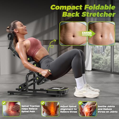 Mini Inversion Chair for Back Pain Relief, Compact Foldable Back Stretcher with Spine Decompression, Full Back & Neck Stre...