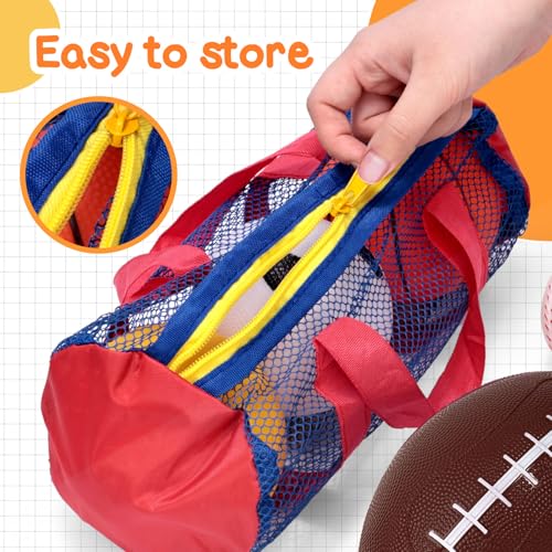 LovesTown Sports Balls for Kids, 5 Pack Inflatable Playground Balls Rubber Kickballs Dodgeballs with Duffle Bag, for Kids ...