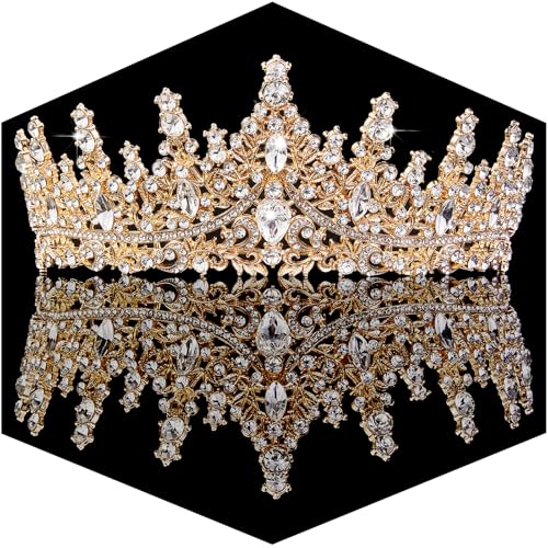Gold Crown for Women Crystal Princess Tiaras Rhinestone Queen Headband Wedding Bridal Hair Accessories Birthday Prom Pagea...