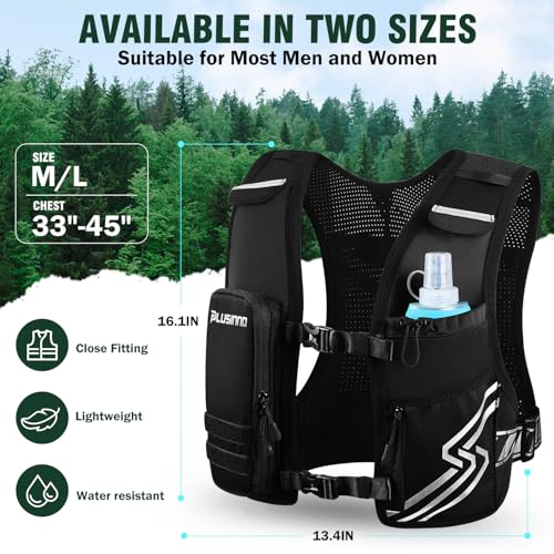 Running Vest for Women Men, Running Hydration Vest with 500ml Soft Flask & Touch-Screen Phone Pocket, Reflective Lightweig...