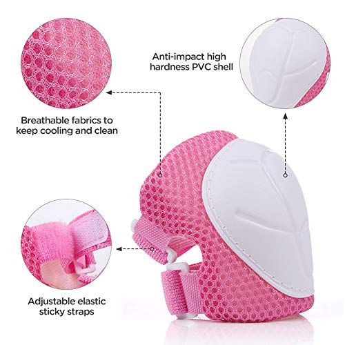 DaCool Kids Bike Helmet Set Skateboard Knee Pads - Kids Helmet Elbow Pads Wrist Guards Adjustable for 3~10yrs Girl Boy Kid...