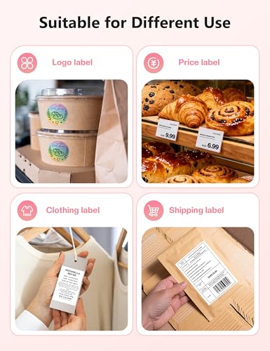 Phomemo Bluetooth Thermal Label Printer, 241BT 4X6 Wireless Shipping Label Printer for Small Business, Pink Labels Printer...