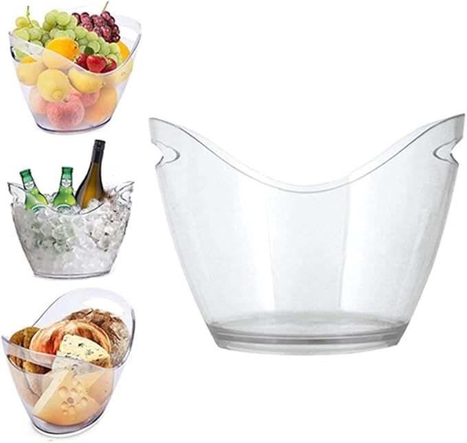 Wine Chiller & Party Beverage Tub， Clear Acrylic Food Grade Ice Bucket, 3.5LiterStorage Tub, See Through ice Tub Champagne...