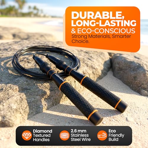 LYRA Adjustable Speed Jump Rope – 360° Ball Bearings, Steel Cable & Aluminum Handles – Fast Double Unders for CrossFit, HI...