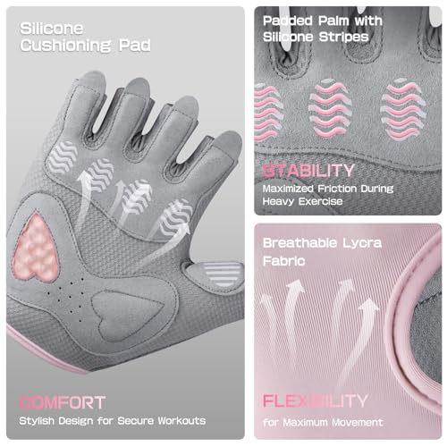 Jaffick Workout Gloves for Women Lightweight | Breathable Fitness Gloves with Non-Slip Grip for Gym, Weightlifting, Cyclin...