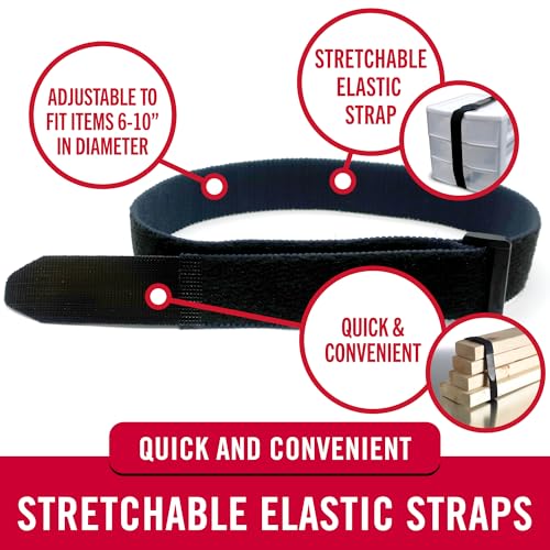 VELCRO Brand 30 Inch Elastic Straps 4 Pack, Use as Yoga Mat Straps, Fasten Outdoor Umbrellas, Wood, Tarps, Blankets, Poles...