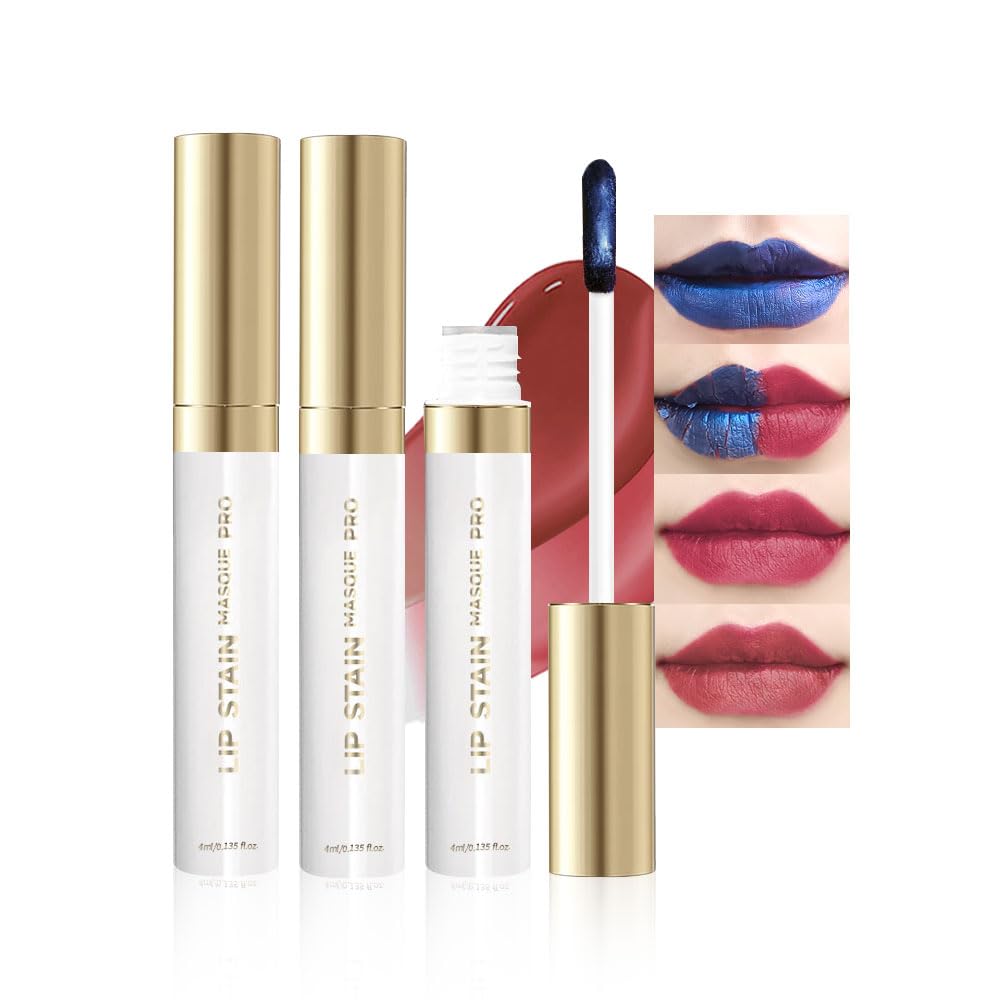 Lip Stain Peel Off Set–Long Lasting Waterproof Lip Tint, Smudge Proof Transfer Resistant Lip Stains Tattoo,High Pigment Matte Lip Color, Kiss Proof Peel Off Lip Stain Masque, Stay Lip Makeup 05+09