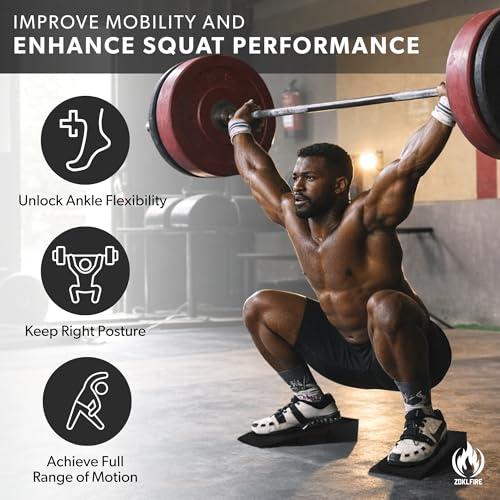ZKDLFIRE Squat Wedge Block – 2 Pcs for Heel Elevated Squats & Mobility, Non-Slip Incline Slant Board for Ankle Mobility, C...
