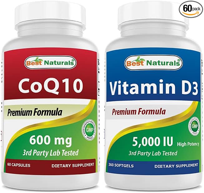 Best Naturals CoQ10 600 mg & Vitamin D3 5000 IU