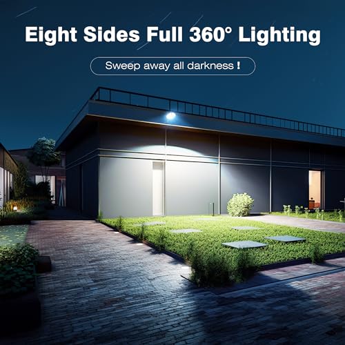 OKPRO Solar Lights Outdoor, 168LED 6500K Flood Light Dusk to Dawn, 8 Sides Solar Outdoor Lights with Motion Sensor, IP66 W...
