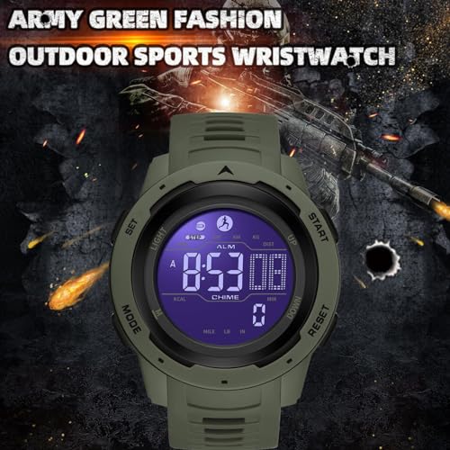 findtime Men's Digital Watch Waterproof Pedometer Watches Sport Watch Step Counter Calorie Military Watch with Stopwatch A...