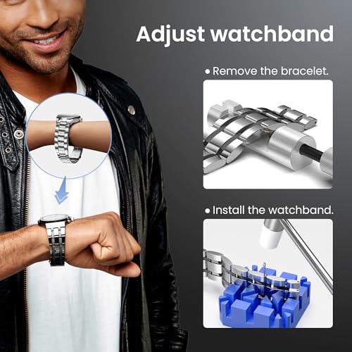 JOREST Watch Repair Kit for Battery Replacement & Link Removal, Resizing &Opener, Watch Repair and Cleaning Screwdriver Se...