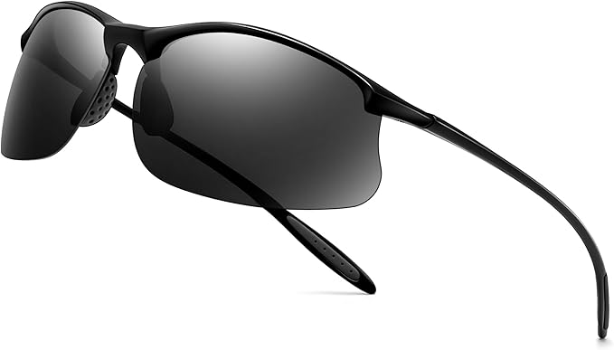 SUNGAIT Ultra-light Sports Sunglasses for Men Semi-Rimless Polarized Fishing Running Cycling Driving UV400 Protection TR90