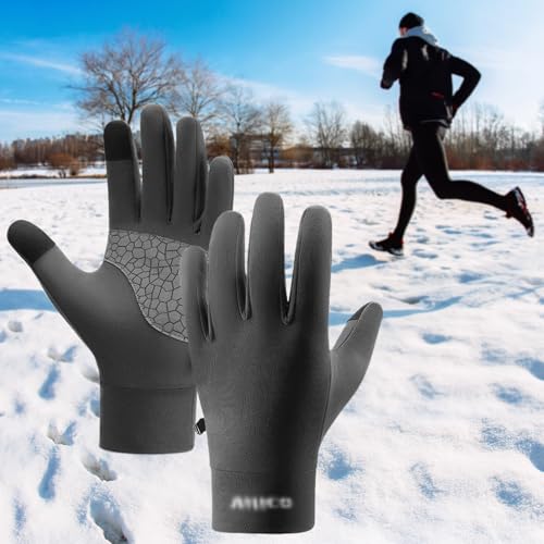 Running Gloves for Men and Women Winter Touch Screen Gloves Lightweight Thermal Liner Gloves with Anti Slip Silicone Palm ...