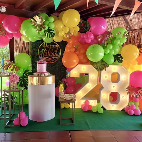 Rainbow Balloons, 50Pcs 12 Inches Yellow Orange Hot Pink Lime Green Neon Balloons Multicolor for Kids Colorful Rainbow Bir...