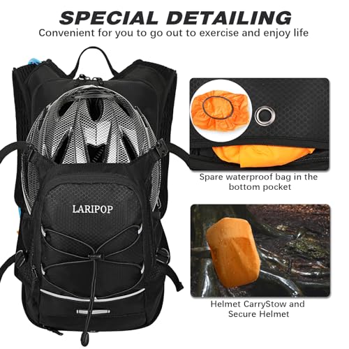 LARIPOP Hydration Backpack, 18L Hiking Backpack with 2L Water Bladder, Lightweight Water Pack for Cycling, Hiking, Biking