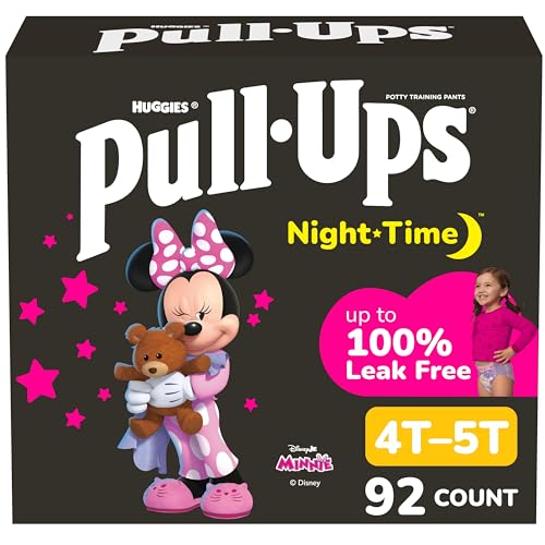 Pull-Ups Girls' Night-Time Potty Training Pants, Size 4T-5T Overnight Training Underwear (38-50 lbs), 92 Ct
