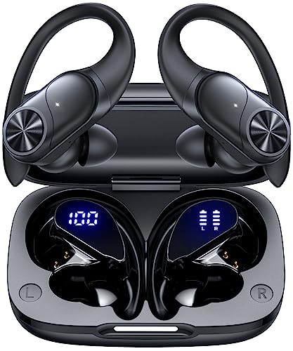 PocBuds Bluetooth Headphones Wireless Earbuds 80hrs Playtime Wireless Charging Case Digital Display Sports Ear Buds with E...
